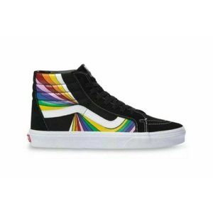 Vans Men's Sk8-Hi Refract Black True White Multi Canvas Suede shoes Size 9.5